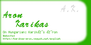 aron karikas business card